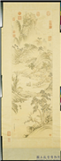 清邹一桂溪村秋色　轴,绘画,山水,树木,花草,翎毛,建筑