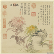清邹一桂画秋色　轴,绘画,花草,山水
