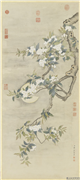 清邹一桂画梨花夜月　轴,绘画,山水,花草