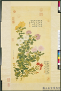 清邹一桂画霜菊秋罗　轴,绘画,花草