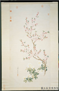 清邹一桂画桃花蔷薇　轴,绘画,花草