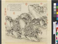 清董邦达画山水　轴,绘画,山水,人物,树木,花草,船,建筑