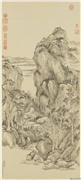 清董邦达仿王蒙仙馆澄阴　轴,绘画,山水,建筑,树木