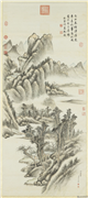 清董邦达浮岚暖翠图　轴,绘画,山水,树木,建筑