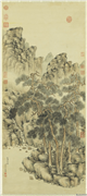 清董邦达松涛泉韵　轴,绘画,树木,山水,花草