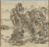 清董邦达秋山访友图　轴,绘画,山水,花草,建筑,人物,树木,器用