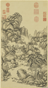 清董邦达水阁听泉　轴,绘画,山水,人物,树木,建筑