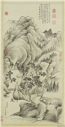 清董邦达石屋松风　轴,绘画,山水,树木,人物,花草,建筑,器用