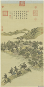 清董邦达画曲院风荷　轴,绘画,山水,树木,花草,建筑