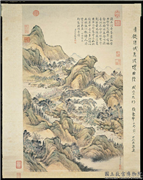 清钱维城画法螺曲径　轴,绘画,山水,建筑,树木