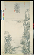 清钱维城画江阁远帆　轴,绘画,山水,树木,花草,船,建筑,翎毛,人物