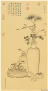 清钱维城新韶如意图　轴,绘画,花草,树木,器用,节令与二十四节气,果蔬