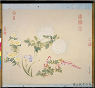 清钱维城夏花四种　轴,绘画,花草