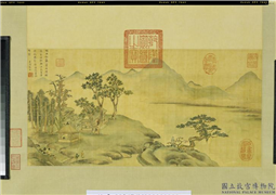 清超揆携琴访友小景　轴,绘画,山水,树木,人物,器用,建筑