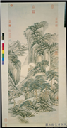 清永瑢画松溪仙馆　轴,绘画,山水,树木,建筑