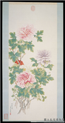 清董诰画宝槛天香　轴,绘画,花草