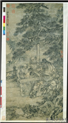 清张仲学画岁朝锺馗　轴,绘画,佛道人物,节令与二十四节气,树木,建筑,器用