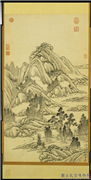 清唐岱仿吴镇画山水　轴,绘画,山水,树木,建筑