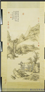 清张宗苍竹亭观瀑图　轴,绘画,山水,树木,建筑