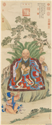 清丁观鹏画十六应真像（四）第四嘎礼嘎尊者　轴,绘画,佛道人物,树木,山水,器用,花草