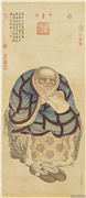 清丁观鹏画十六罗汉像（十三）第十三巴纳塔嘎尊者　轴,绘画,器用,山水,佛道人物
