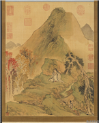 清金廷标枫林晚坐　轴,绘画,山水,树木,车