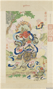 清姚文瀚画西方广目天王像　轴,绘画,山水,树木,器用,走兽,佛道人物,花草