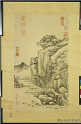 清方琮石壁秋林　轴,绘画,山水,树木,建筑