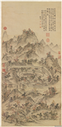 清董邦达绘御笔宝光寺诗　轴,绘画,山水,建筑,树木