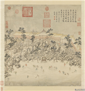 清董诰绘高宗御制癸巳仲冬二雪诗　轴,绘画,山水,人物,树木,建筑,器用,花草