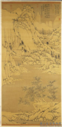 明沈周画雪景　轴,绘画,山水,建筑,树木,走兽,器用,人物