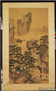 明吕纪百鹤图　轴,绘画,翎毛,树木,山水,花草,祥瑞