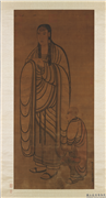 明吴彬画鱼篮观音　轴,绘画,佛道人物,树木,器用,水中动植物