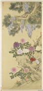 清邹一桂花卉　轴,绘画,花草,山水,树木