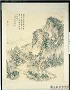清董邦达山水高宗御题　轴,绘画,山水,树木,建筑