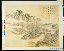 清董邦达画山水高宗御题　轴,绘画,山水,花草,树木,建筑