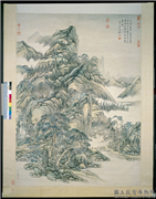 清张宗苍画云岚松翠　轴,绘画,山水,树木,人物,建筑