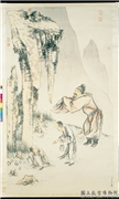 清金廷标拜石图　轴,绘画,经史-故事,山水,人物,其他,花草