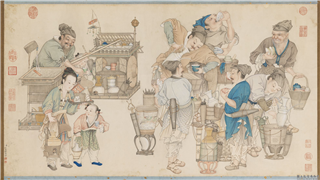 清姚文瀚画卖浆图　轴,绘画,人物,器用