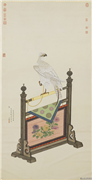 清杨大章画白鹰　轴,绘画,翎毛,花草,器用