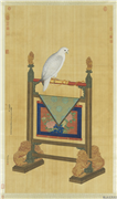 清贺清泰画白海青　轴,绘画,翎毛,花草,山水,器用