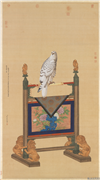 清贺清泰画白海青　轴,绘画,翎毛,花草,山水,器用