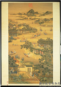 清画院画十二月月令图五月　轴,绘画,山水,节令与二十四节气,船,建筑,树木,器用,果蔬,花草,人物