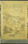 清董邦达图御制咏雪禁体诗　轴,绘画,山水,人物,树木,器用,建筑,走兽