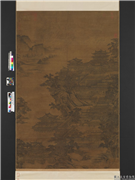 元李容瑾汉苑图　轴,绘画,建筑,山水,树木,器用,人物
