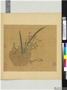 宋钱选画花篮图　册　兰花,绘画,花草,器用,草虫