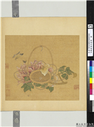 宋钱选画花篮图　册　牡丹,绘画,花草,草虫,器用