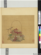 宋钱选画花篮图　册　石竹茉莉栀枝,绘画,花草,器用