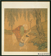 宋人十六应真像　册　应真像（十）,绘画,佛道人物,树木,山水,器用