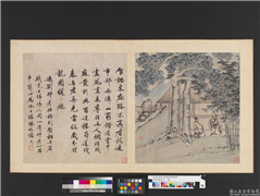 明沈周摹古　册　竹梧别墅,绘画,人物,树木,建筑,器用
